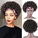 LEOSA Afro Curly Headband Wigs for Black Women Afro Kinky Wigs with Headbands Attached,Short Afro Headband Wig Synthetic Curly Wig Black Glueless Afro Kinky Curly Headband Wig Short Hair Scarf Wigs