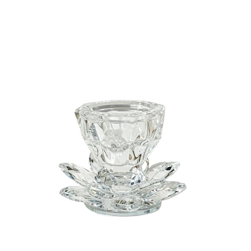 Huffa White Crystal Lotus Incense Burner Candle Holder For Wedding Table Decor