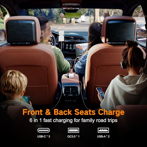 BESTEK Multi Ports USB Car Charger, Fast Charge 125W 14A Quick Charge 3.0 & USB-C PD Car Charger Adapter with Smart Identification for Cell Phones, Tablets and Other USB Devices - Image 4