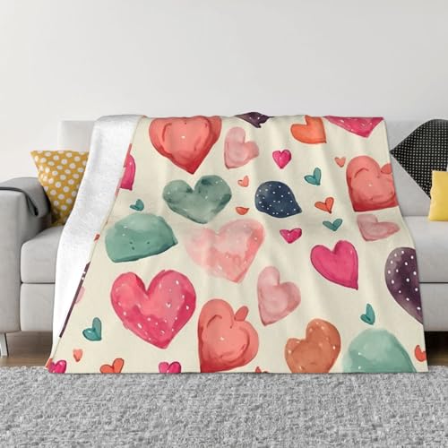 Couverture micro polaire cœur 150x130cm chaude pour lit et canapé - 2