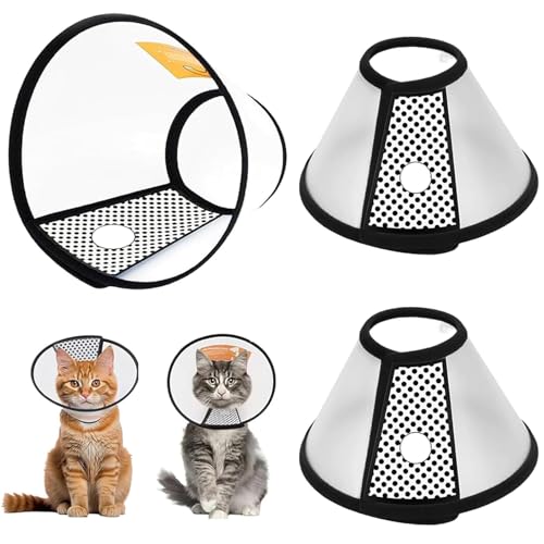 Cat Cone Pet Elizabethan Collar Adjustable Lightweight Anti Lick Bite Pet Cone For Cats Small Dogs Rabbits Grooming Surgery Healing Use(There Are 2 PCS And 3 PCS) (2 White)