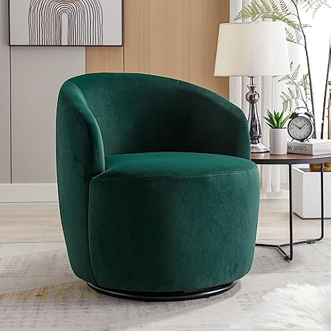 i-POOK Swivel Accent Chair, Modern Velvet Upholstered Armchair Lounge Chair with Metal Base and Padded Cushion Comfy Single Sofa Chair with 360 Degree Swiveling Accent Chairs for Living Room, Green Cover