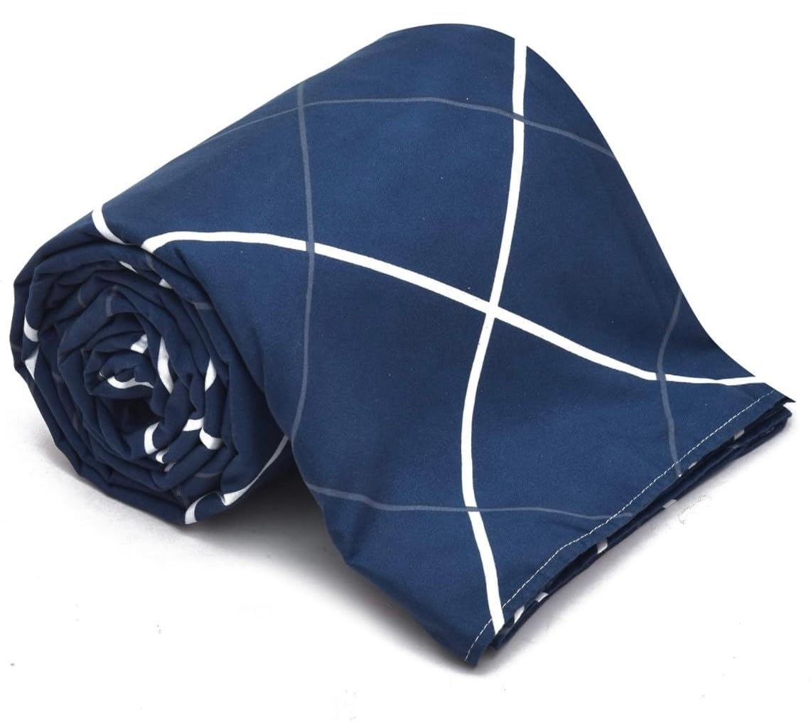 Glace Cotton Duvet Cover/Comforter/Rajai/Blanket/Quilt Double Size 90 X 100 Inch, Zipper Closure - Blue Lines-image-18