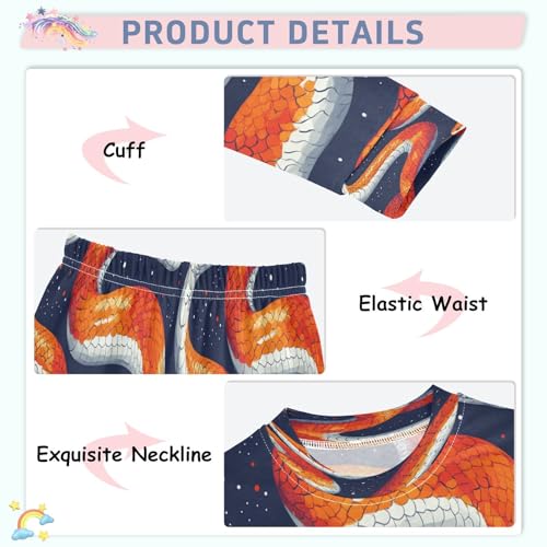 Pajama Sets Long Sleeve Watercolor Orange Snake Pattern Soft Comfy Sleepwear 2 Piece PJS 3-8T4