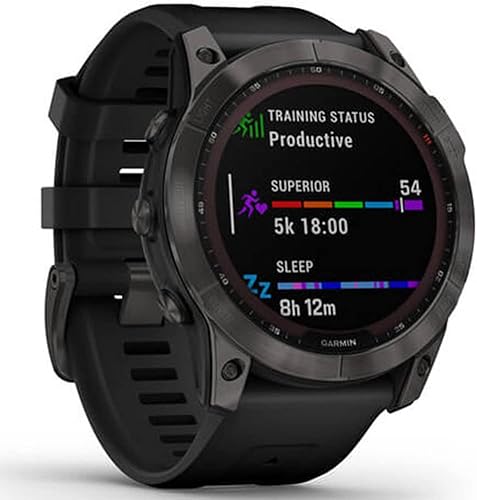 Miniatura 4 de Garmin 010-02540-24 Fenix 7 Sapphire Solar Smartwatch Mineral Blue DLC Titanium Whitestone Band Bundle con 2 años CPS paquete de protección mejorada