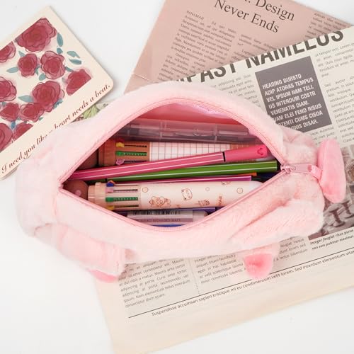 Image of Minache Women Animal Pig Plush Stationery Pouch Pen Pencil Case Ladies Cosmetic Bag