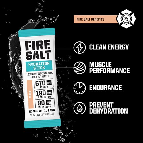 Image of Fire Salt Peach Electrolyte Hydration Sticks, Zero Sugar, 32 Count