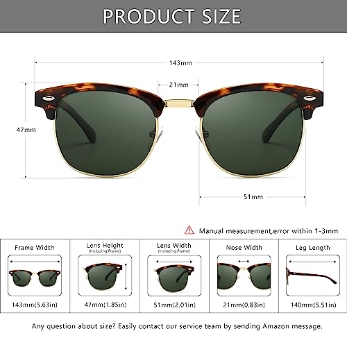 Image of SUNGAIT Polarized Sunglasses for Men and Women, Classic Half-Frame Retro Shades for Driving, Travel, and Outdoor Activities