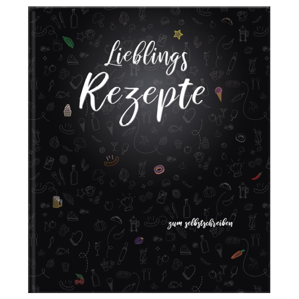 PRICARO Set completo di raccoglitori per ricette Doodles Black, formato A4, 8 pezzi