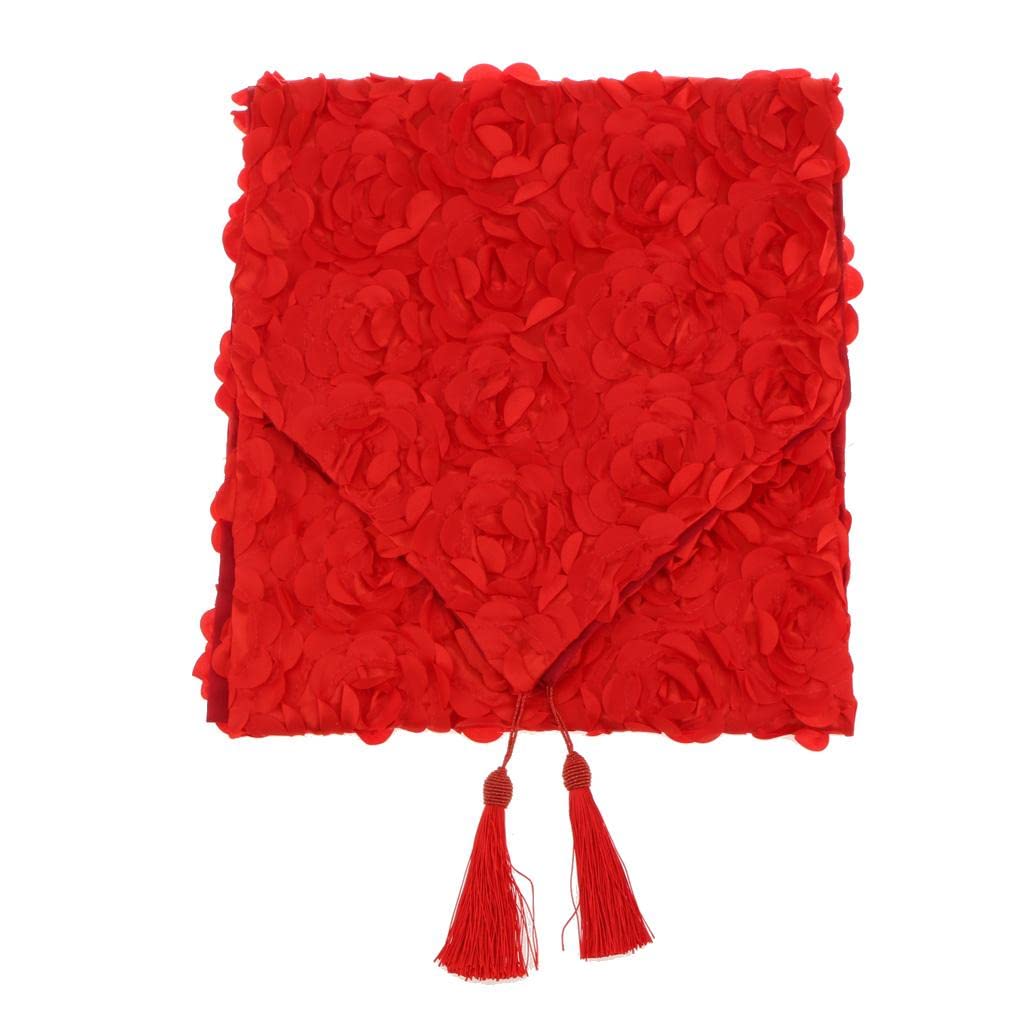 LOSA 3 Colors Duvet Rose Bed Runner Throw Decorative Bed End Scarf Slipcover Red-image-26