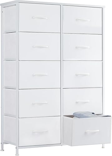 Miniatura 32 de Sweetcrispy Cómoda para Dormitorio, Unidad Organizadora con 8 Cajones de Tela, Torre de Almacenamiento de Tela, Organizador de Cajones con Marco de