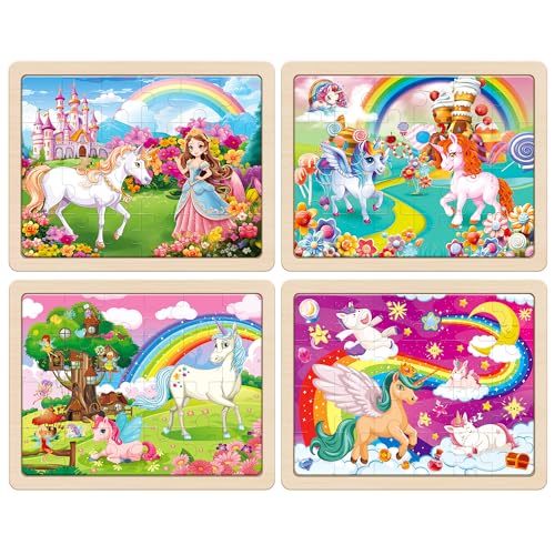 Synarry AMZ-067 Large Unicorn Princess Fairy Wooden Puzzles For Girls Gift Box(12.2*9.4 In) - Fsc Certified, 24 Pcs Puzzles For Kids Ages 4-6 thumb #1
