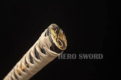 Miniatura 6 de HERO SWORD -Samurai Katana Espada japonesa hecha a mano, práctica, acero al carbono 1095, templada, espiga completa, muy afilada, cuchillo listo