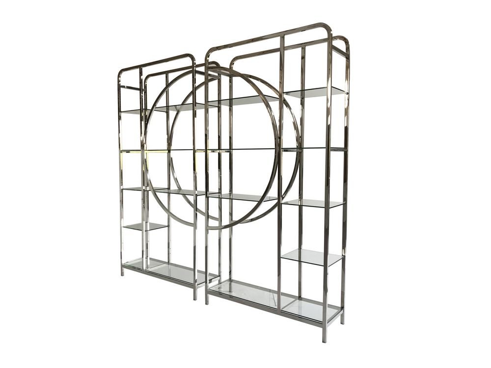 ArtisantiHamilton Joined Circle Stainless Steel Glass Shelving Units