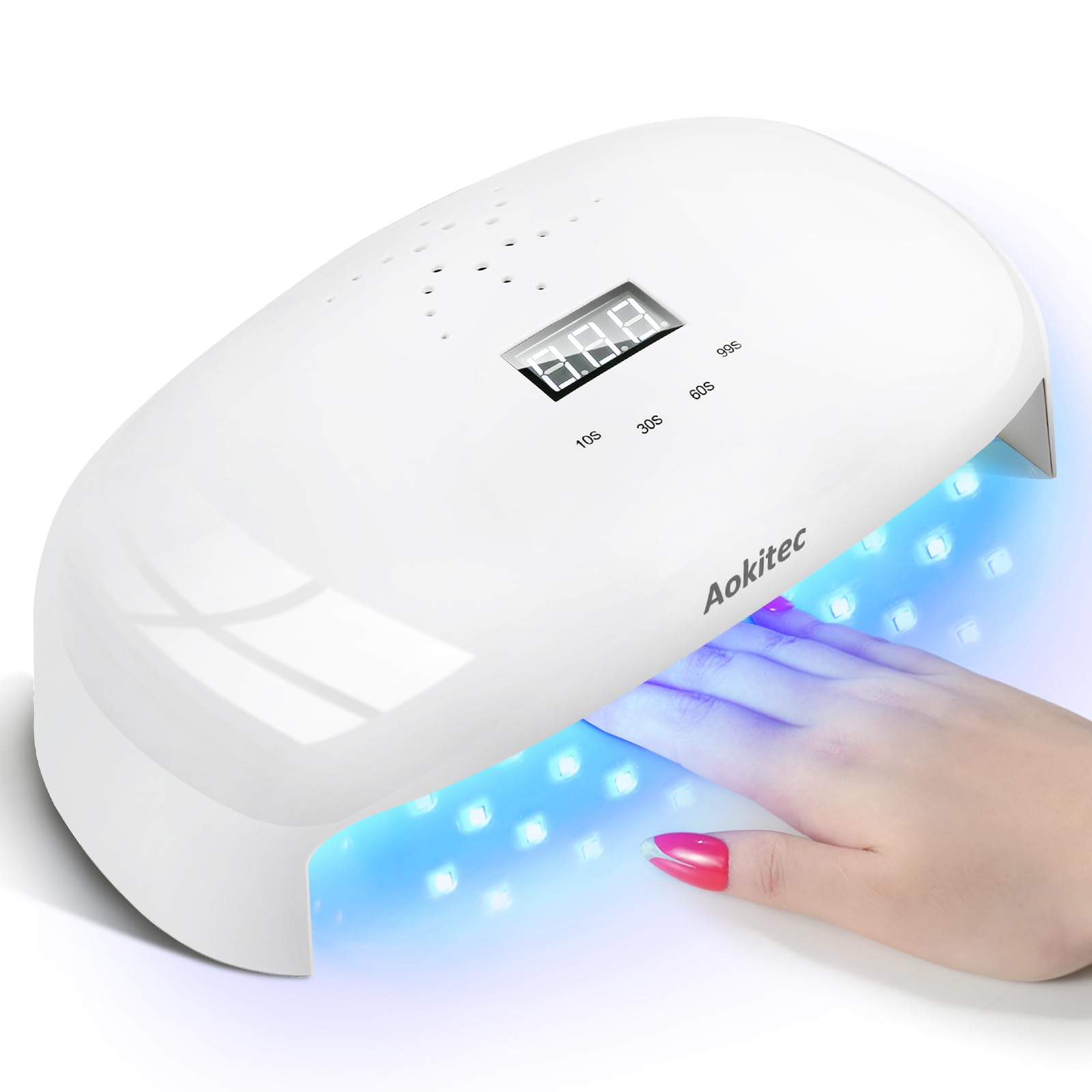Aokitec Lampa UV 78 W do paznokci żelowych, lampa LED, suszarka do paznokci, lampa UV do wszystkich rodzajów paznokci, 4 timery, wyświetlacz LCD, czujnik automatyczny, szybkie schnięcie, prezent dla