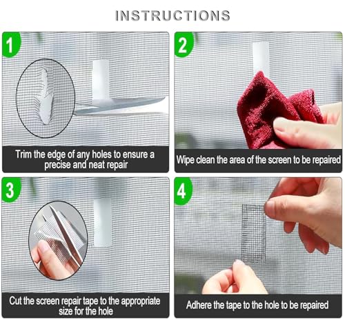 ACEBON Fliegengitter Reparatur Klebeband 50 mm x 5 m | Insektenschutzgitter Reparatur Set | Fliegengitter Tür und Fenster (Schwarz)