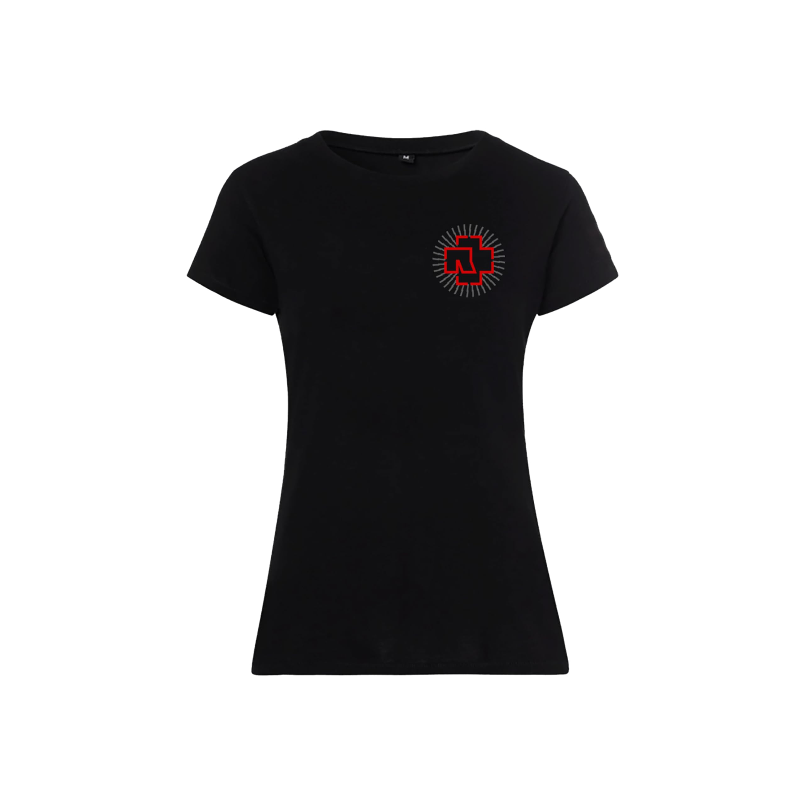 Rammstein Women's Black T-Shirt Frauenshirt Zeit, Official Band Merchandise Fan Shirt With Chest And Back Print, Large