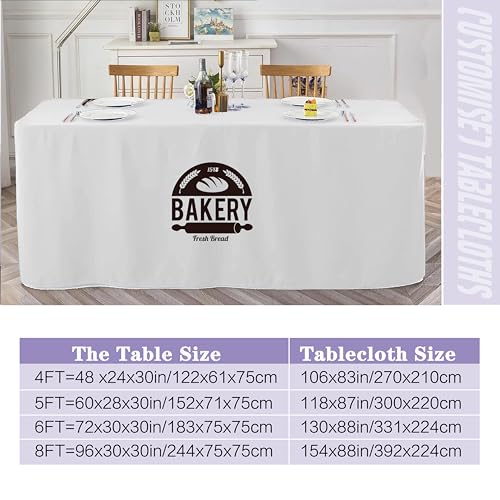 Customized Table Cloth with Logo 4FT 5FT 6 FT 8 FT Table for Business Tradeshow Events Birthday Wedding Anniversary Tradeshow Custom Table Cloth Personalized TableCloth with Logo (Closed Back 5 FT)