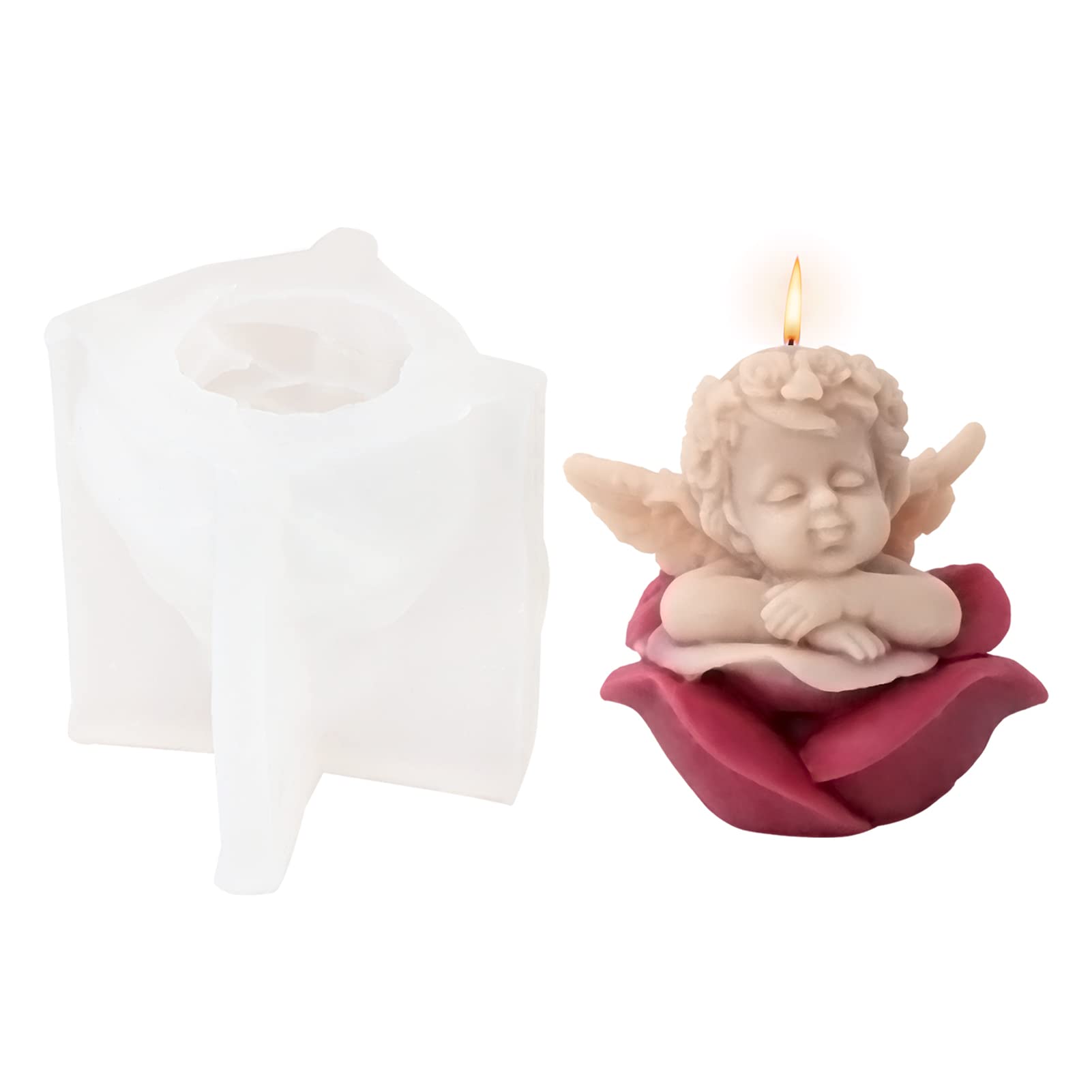 Moule En Silicone Pour Ange 3D – Pour Résine époxy, Bougies, Savon – Deux Tailles (~11 Cm Et ~12 Cm) – Réutilisable, Facile à Démouler