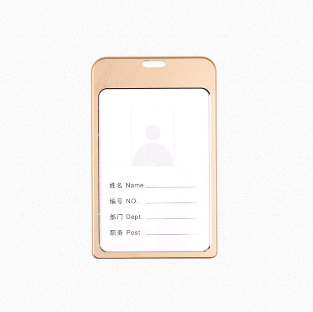 社員証ケース Idカードホルダー ネームホルダー 吊り下げ名札 透明硬質ケース アルミ素材カードホルダー 横型 縦型 軽量 両面用 おしゃれ ネックストラップ 付き Golden 横6 9cm 高さ9 9cm 厚さ0 15cm 内寸 Evarun Is