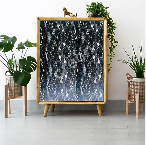 Image of CREON Black Fiber Marble Sticker for Kitchen Countertops Waterproof Black Fiber Marble Wallpaper Self Adhesive and Removable Marble Paper for Kitchen Bathroom Cabinet Furniture (16X200 INCH)