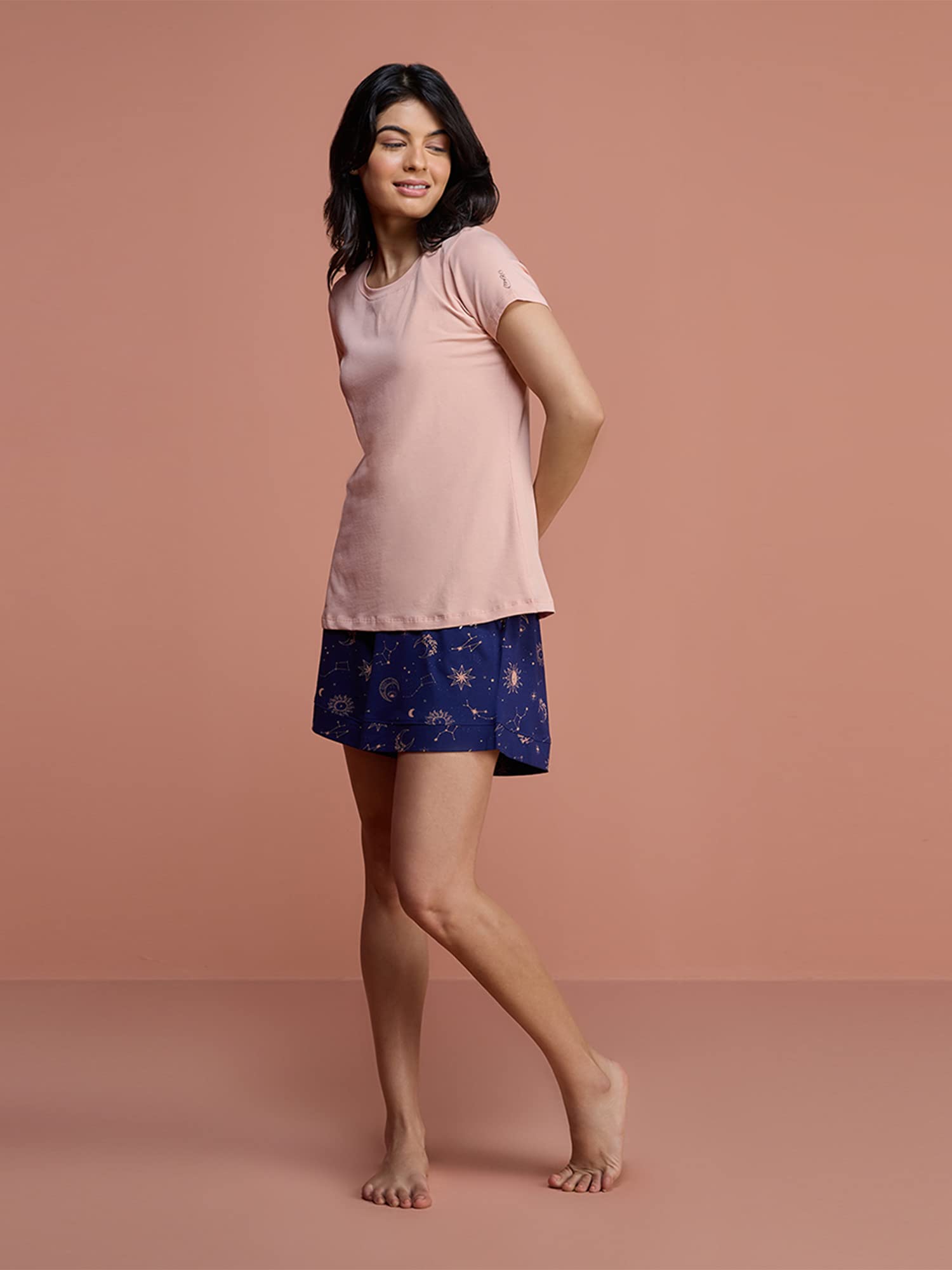 NYKD Camiseta de algodón ultrasuave para mujer, para todas las ocasiones, esencial, ajuste relajado, algodón, cuello redondo, NYLE216, casi albaricoque, talla S