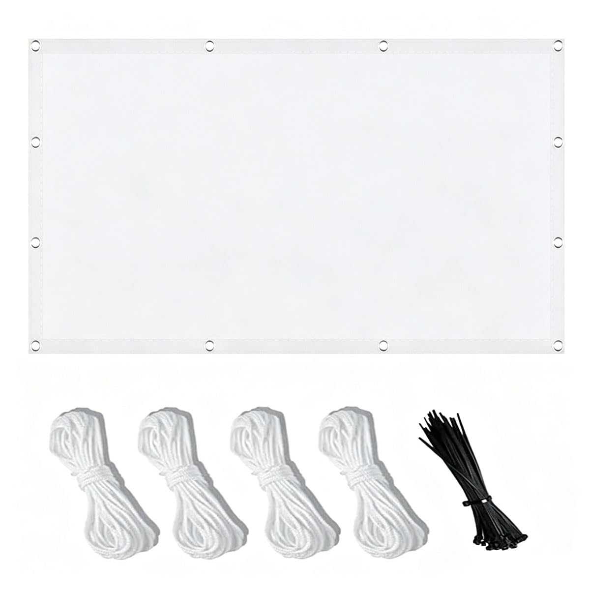 Voile d'ombrage rectangulaire 3.6x4M blanc avec cordes pour terrasse