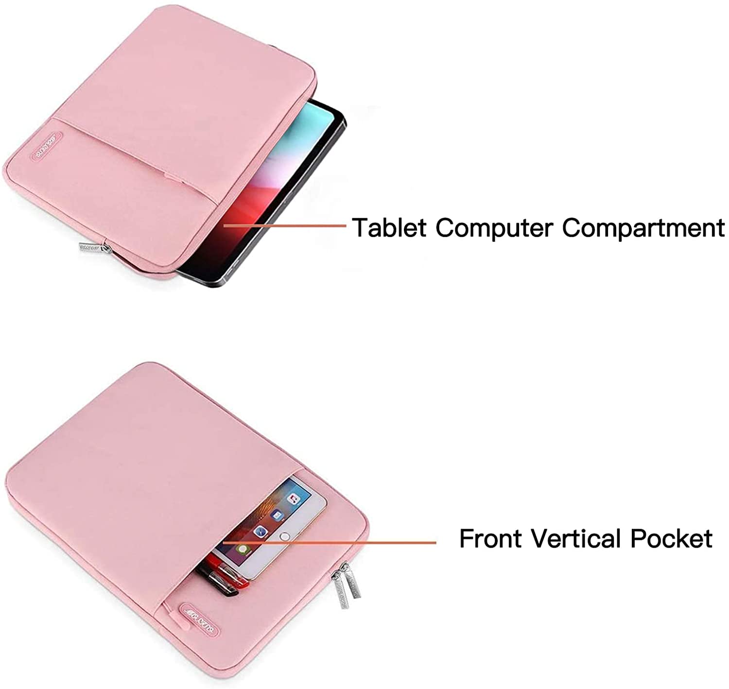 MOSISO Housse Tablette IPad Pro 11 Pouces Sleeve Polyester Rose - Protection Verticale