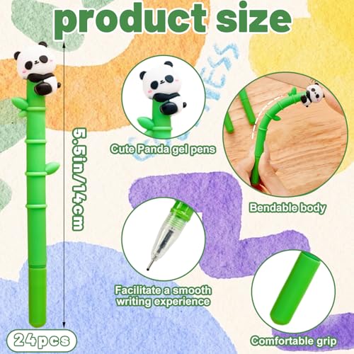 Set de 24 bolígrafos de gel Panda, tinta negra 0.5 mm miniatura 2