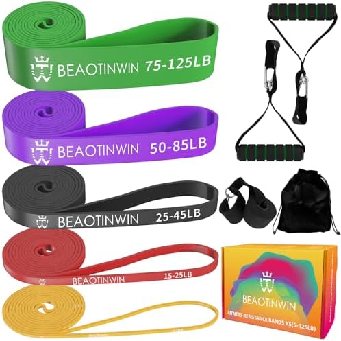 Resistance Bands, 5 Levels Exercise Band, Pull Up Bands Set with ...