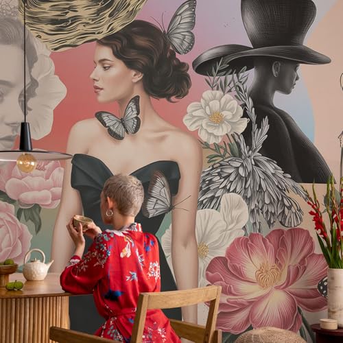 Tapisserie intissée fleurs et portraits à impression de haute qualité durable