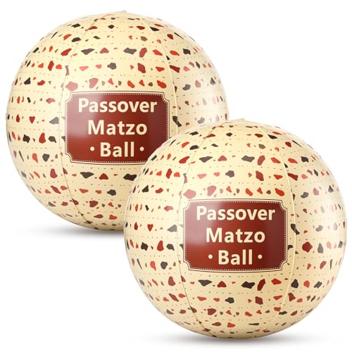 Arrowbash 2 Pcs Passover Matzo Ball Soup Inflatable Matzah 13 Inches PVC Inflatable Play Ball Passover Decorations Indoor Outdoor Playground Party Supplies