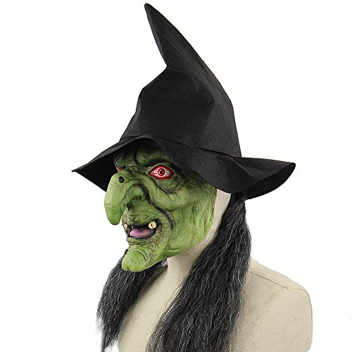 Wemay Latex Full Head Máscara de Bruxa Verde Assustador Horror Máscara Assustadora para o Dia Das Br