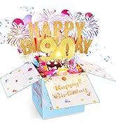 Tnvee 90TH Birthday Cards with Lights & Music & Candle, 3D Large Pop Up Happy Birthday Cards for ...