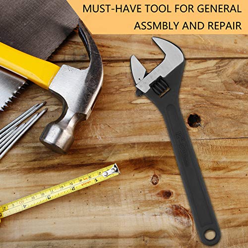 Navegando 12-Inch Adjustable Wrench, 1.5 Inch Jaw Capacity 1/16 Inch Increment, Professional Heavy Duty Corrosion Resistant Spanner, 45＃ Carbon Steel (12 inch)