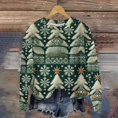 Estampado de árbol de Navidad en sudadera verde XL 3