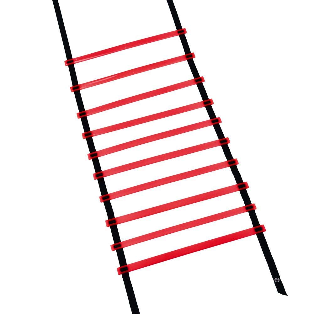 Wakects Red Agility Ladder For Football Training, 5M 10 Rung Heavy Duty Fitness Ladder, 196.9 X 16.1 Inch, For Rugby, Tennis, Baseball