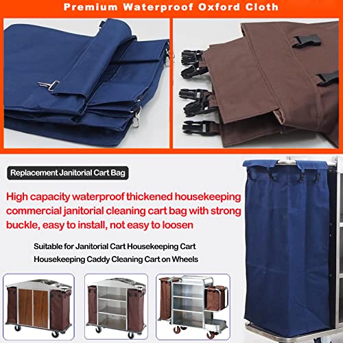 Image of Replacement Janitorial Cart Bag, High Capacity Waterproof Thickened Housekeeping Commercial Janitorial Cleaning Cart Bag with 8 Strong Buckle - 15 x 11 x 33 inches (26 Gallon)