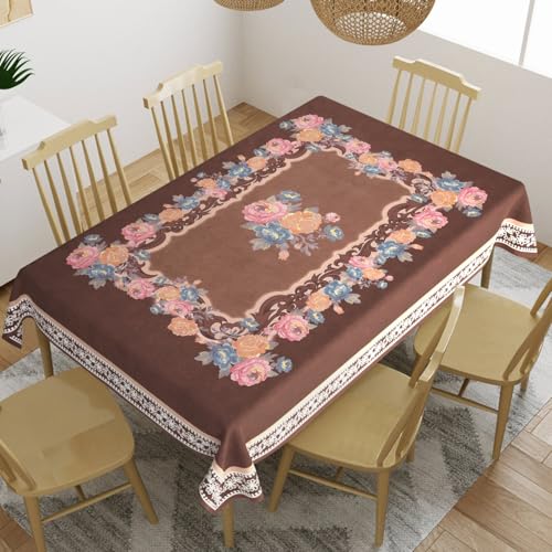 Image of Cloth Fusion Table Cloth for Seater Dining Table, Center Table Cover for Dining, Living Room (Dark Brown, 60X90)