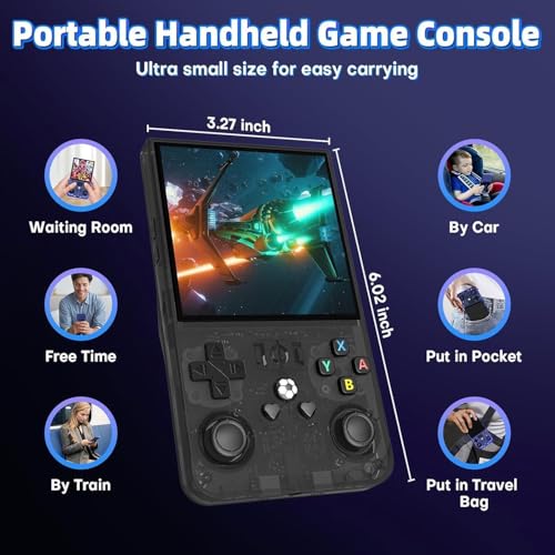 Image of R36MAX Retro Handheld Game Console, 4.0 inch Retro Gaming Console with 64GB Memory, Portable Retro Video Games Console, 4000mAh Battery, Support 30+ Emulators, Charcoal Black