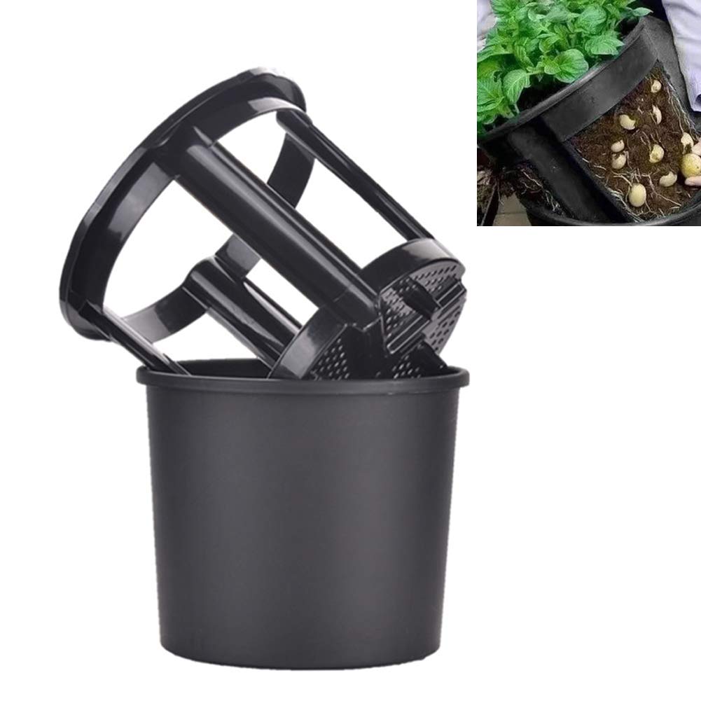 KinnartPlanting Potato Grow Waterproof Planter Container,Eco-Friendly 2 in 1 Plastic Garden Planter Vegetables Flower Grass Plants Growing Pot Taro Potato Black