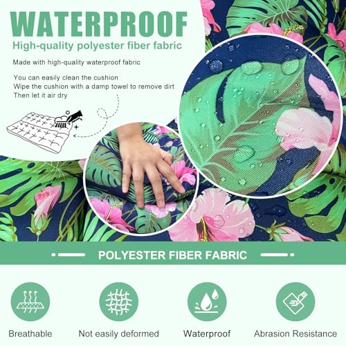 Image of Porch Swing Cushions Outdoor 70 inch x 40 Waterproof Swing Cushions 3 Seater Replacement with Backrest & 8 Ties 5 inch Thick Bench Swing Cushions for Outdoor Furniture Patio(Green Leaves)