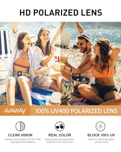 Image of AVAWAY Chunky Rectangle Sunglasses for Men Women, Polarized Trendy Large Acetate Frame UV400 Protection Driving Sun Glasses