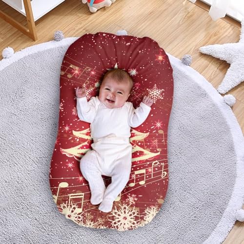 Image of ZOUTAIRONG Musical Christmas Tree Bassinet Sheet Set Snug Fitted Cradle Fitted Sheets Stretchy Ultra Soft for Oval Rectangle Hourglass Bassinet Mattress