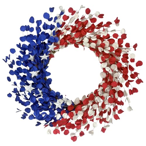 Orilium 22 Inch Patriotic Front Door Wreath &ndash; 4th of July with Red White Blue...