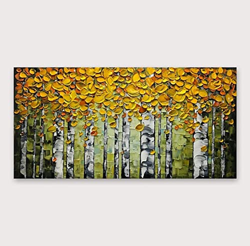 Peinture décorative pour salon moderne et grand format doré pour mur de villa
