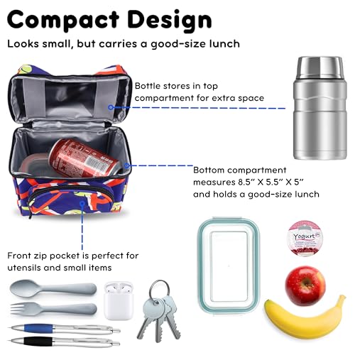 Image of J World Corey Kids Lunch Bag. Insulated Lunch-Box for Boys Girls, Tennisy