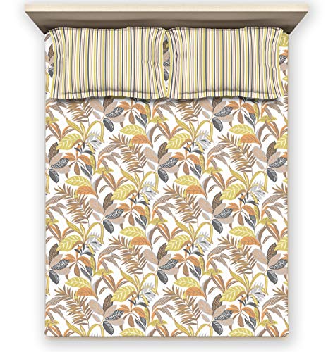 Image of DDECOR - Caledine 100% Cotton Fitted Bedsheet with 2 Pillow Covers, King Size, Yellow