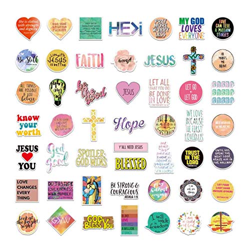 100Pcs Jesus Christian Stickers, Bible Verse Faith Stickers, Cross Wisdom Words Decals Stickers For Water Bottles, Religious Christian Easter Gifts Stuff Merchandise For Kids Boys Girls #TOP1