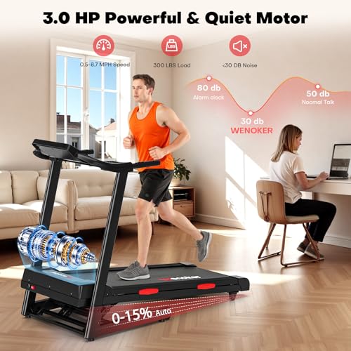 Motorized Folding Treadmill with Incline